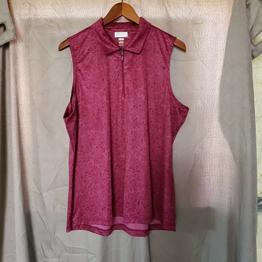 Greg Norman Polo Shirt Womens 2XL Pink Floral Sleeveless ML75 PlayDry Golf Top